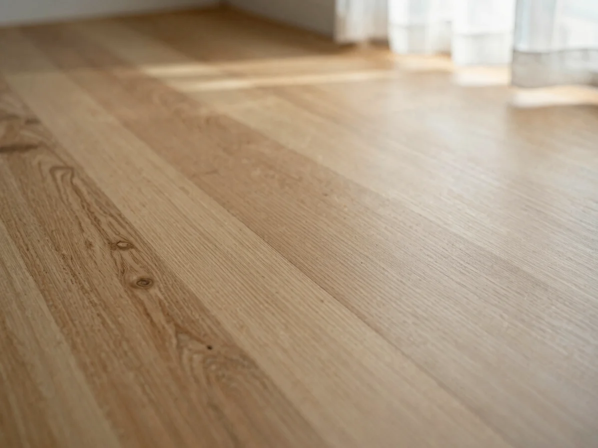 Detailed close-up of a solid timber surface, showing natural grai